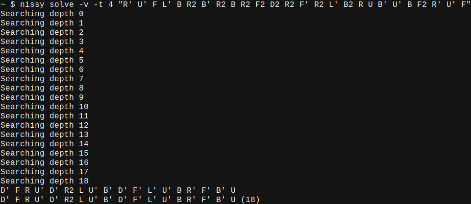 A screenshot of nissy running in a terminal emulator